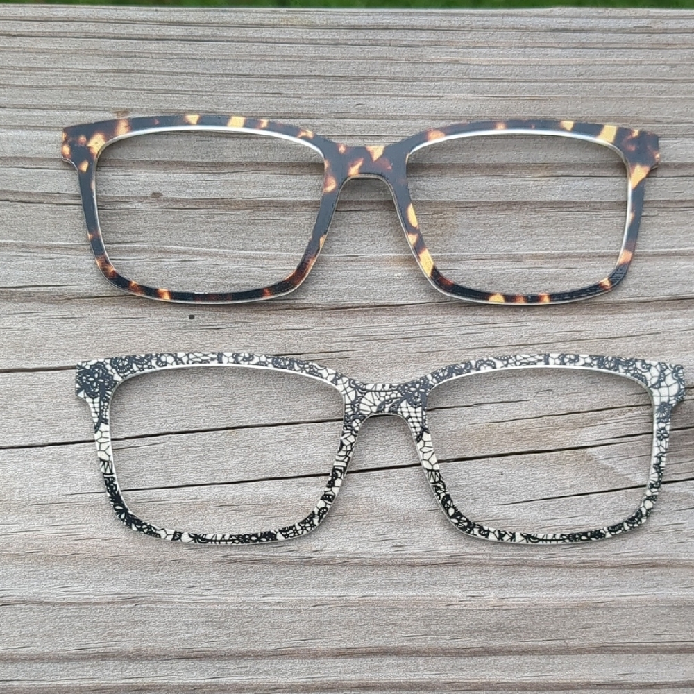 Pair Eyewear The Kirby toppers. Tortoise and Black Lace Patterned Toppers